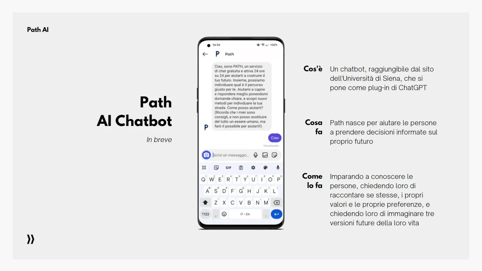 Concept di PATH: il chatbot su smartphone con cos'è, cosa fa e come lo fa